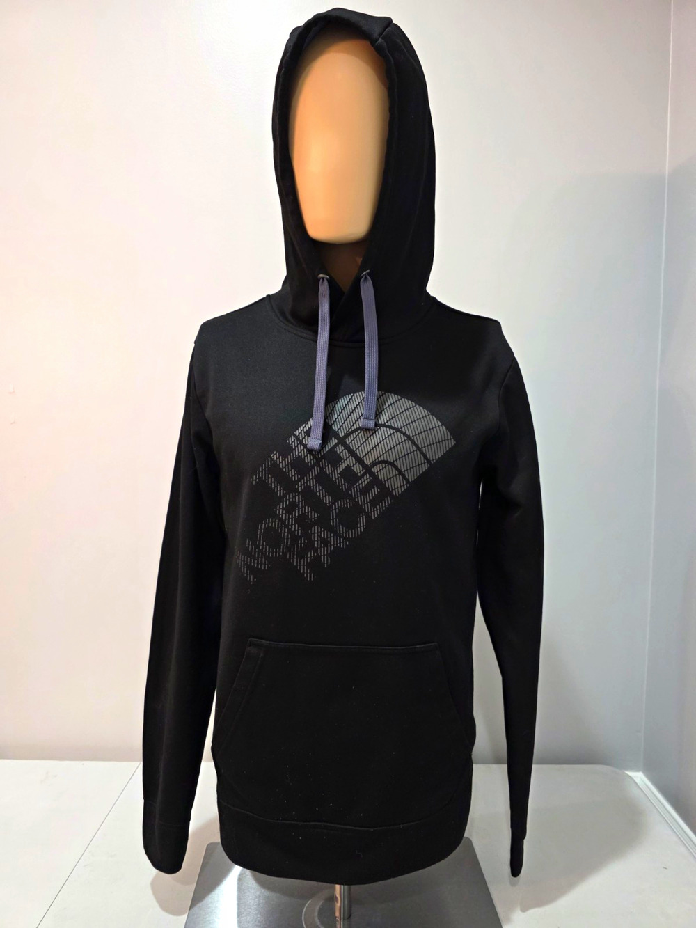 The North Face Mens Small Black Pullover Hoodie Logo Graphic Fleece Sweatshirt